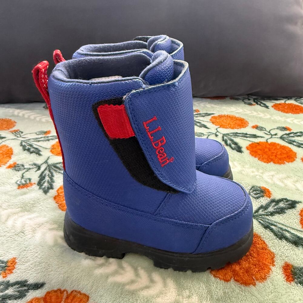 LL Bean Blue Red Winter Snow Boots Toddler 7 Boys Girls Little Kid